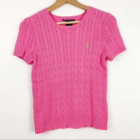 Ralph Lauren Sweaters - Ralph Lauren Cable Sweater Tee M Pink Babydoll Y2K